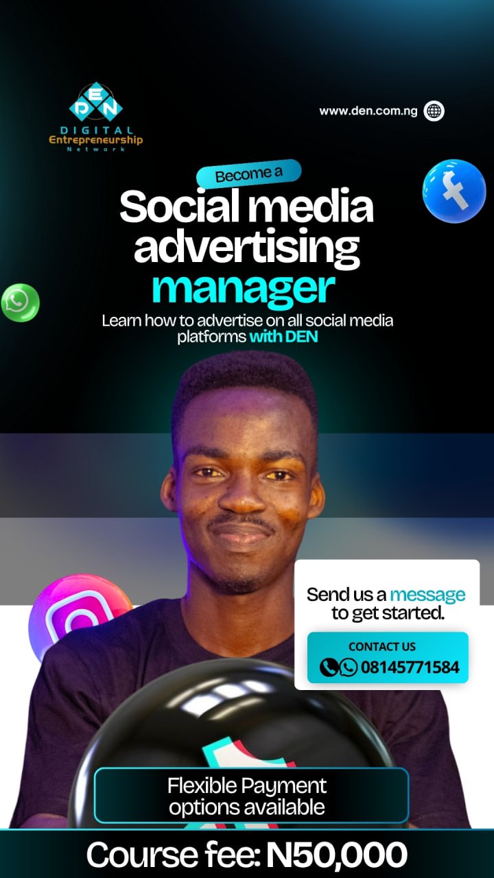 social media advertising manager - den - digital entrepreneurship network = felxible